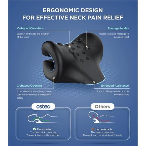 Neck Stretcher with Magnetic Therapy Cover, 2 Modes Pain Relief - Picture 3 of 6